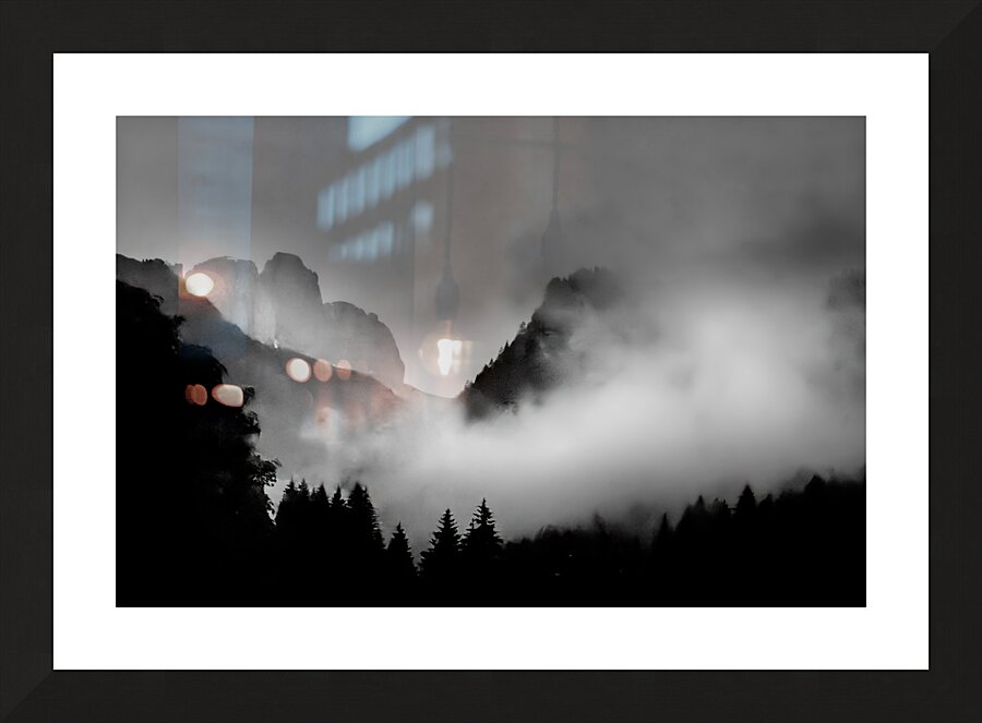 Majestic Dolomite Night Silhouette Lighting Picture Frame print