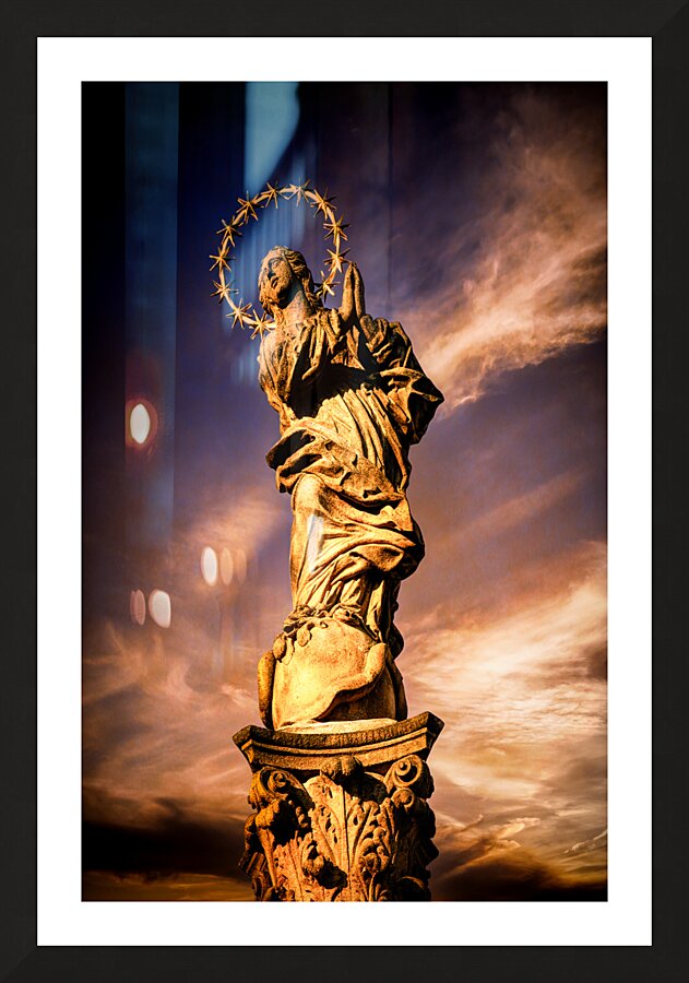 Czech Cesky Krumlov Square Statue Picture Frame print