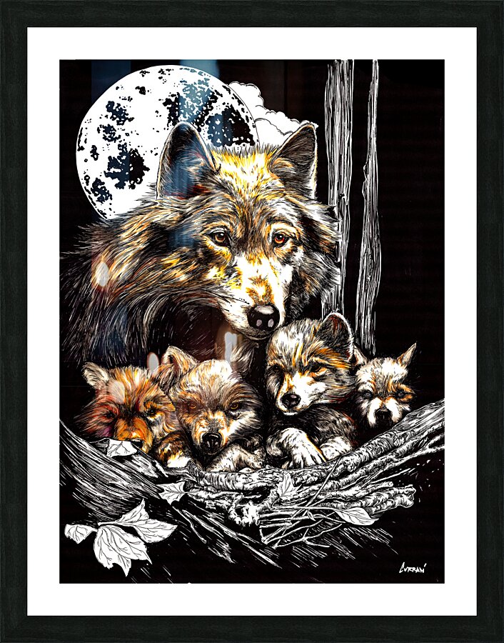 Wolf and cubs Picture Frame print