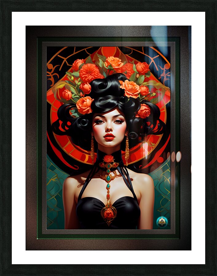 A Vision Of Flowers Pop Surrealism Captivating Portrait AI Concept Art by Xzendor7 Picture Frame print