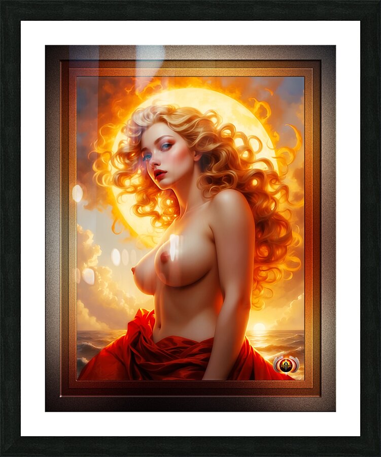 The Enchanting Flames Of Dawn Captivating Portrait AI Concept Art by Xzendor7 Picture Frame print