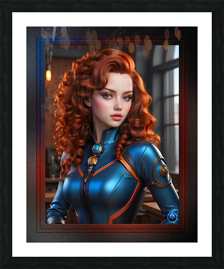 Flight Navigator Florina Tatina Beautiful AI Concept Art Portrait by Xzendor7 Picture Frame print