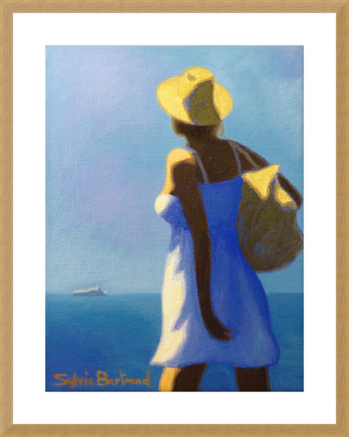 JEUNE FEMME DEVANT LA MER - YOUNG WOMAN IN FRONT OF THE SEA Picture Frame print