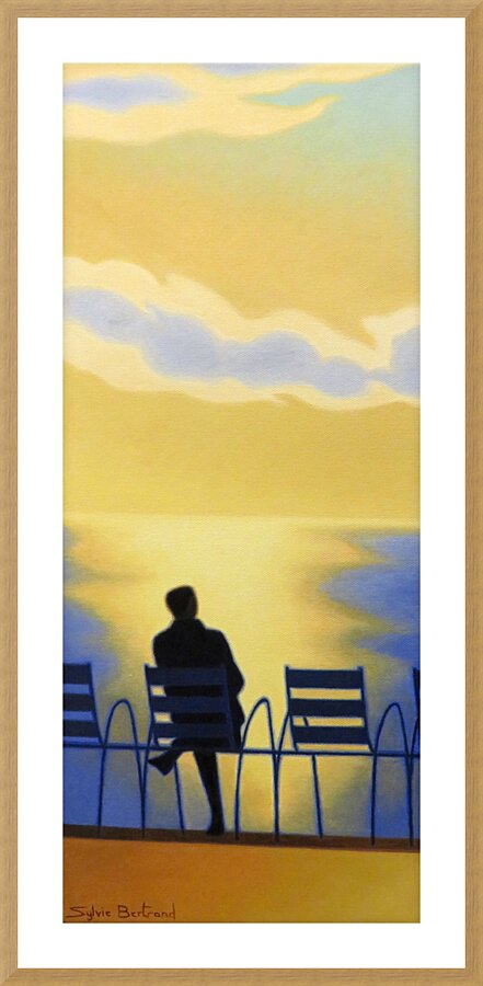 REVERIE SUR UNE CHAISE BLEUE - REVERIE ON A BLUE CHAIR  Impression encadrée