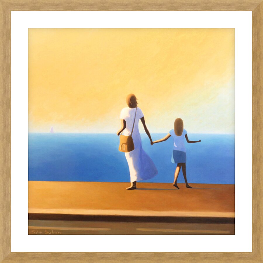 MERE ET FILLE DEVANT LA MER - MOTHER AND DAUGHTER IN FRONT OF THE SEA Picture Frame print