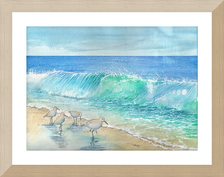 A Wave Breaking on the Beach  Framed Print Print