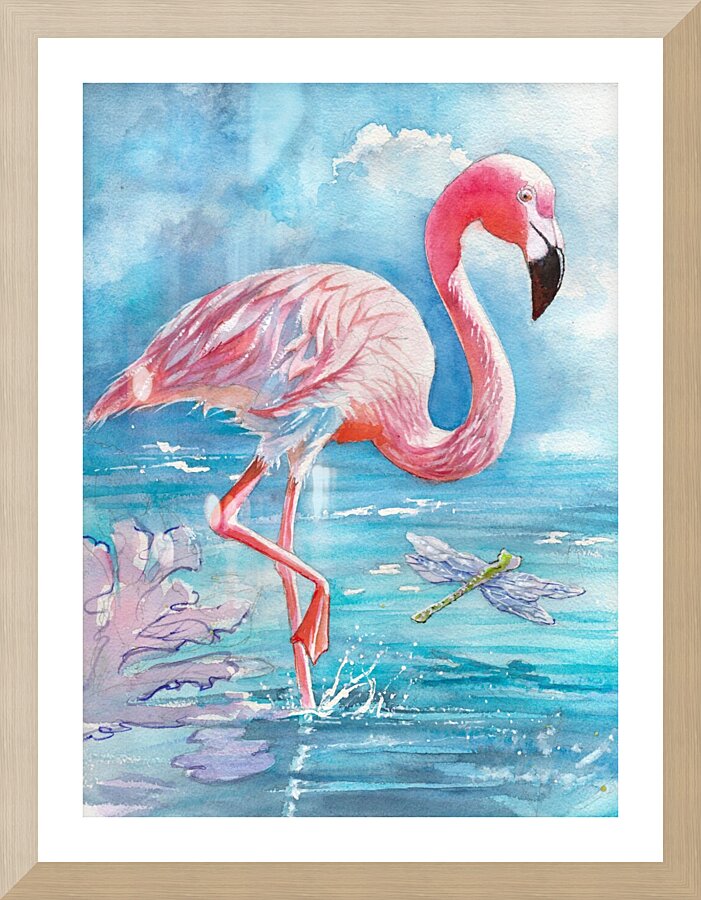Pink Flamingo - Florida  Framed Print Print
