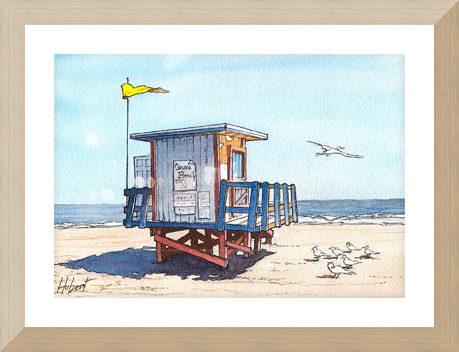 Cocoa Beach Lifeguard Hut in Florida  Framed Print Print