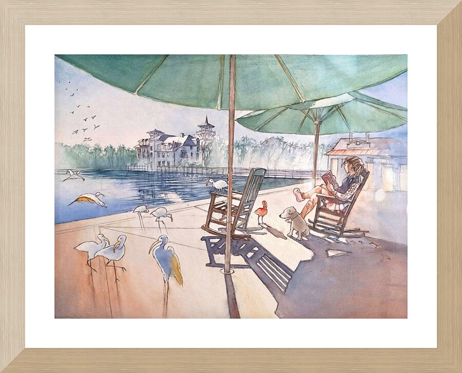 CELEBRATION by the Lake Under the Umbrellas Picture Frame print