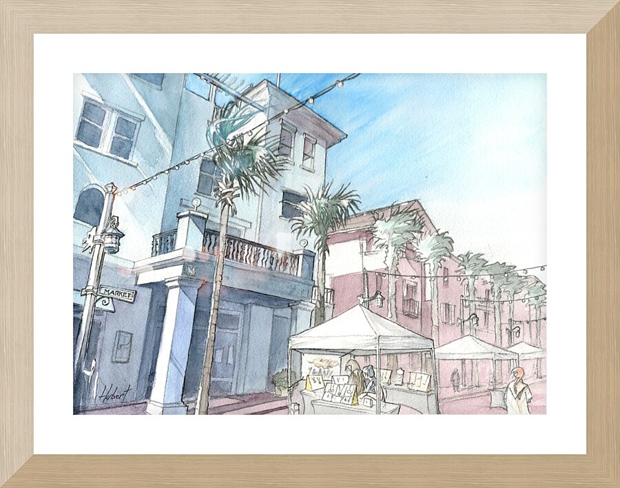Market Street in Celebration Florida on Sunday morning Picture Frame print