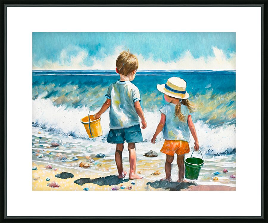 Collecting Seashells Picture Frame Printing