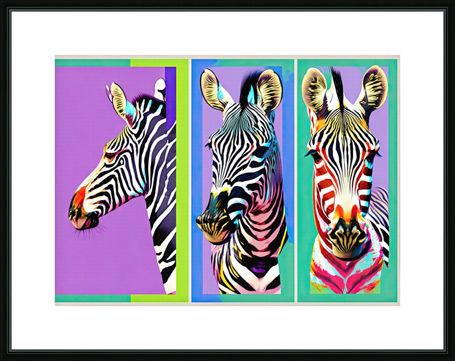 Three Zebras Picture Frame print
