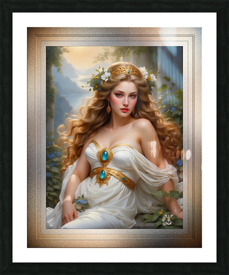 Beautiful Splendor Of The Greek Goddess Hebe Astonishing AI Concept Art Portrait by Xzendor7 Picture Frame print