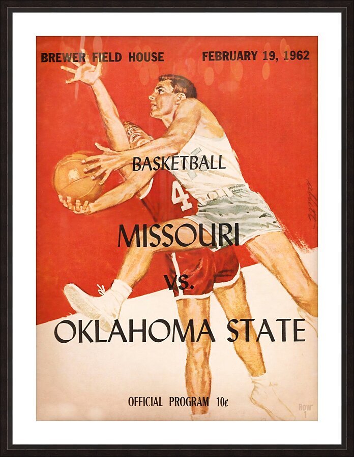 1962 Missouri vs. Oklahoma State Basketball Program Art Picture Frame print
