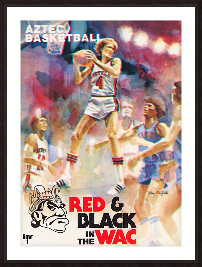 1978 San Diego State Aztecs Basketball Art  Framed Print Print