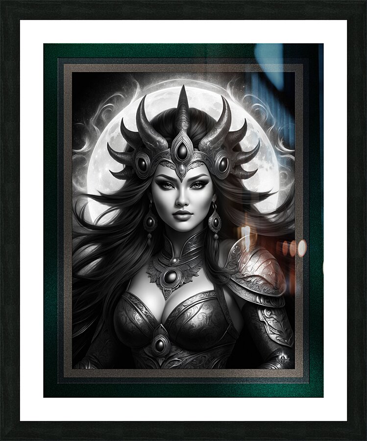 Darikai Dalisai Mistress Of The Moon Captivating AI Concept Art Portrait by Xzendor7 Picture Frame print