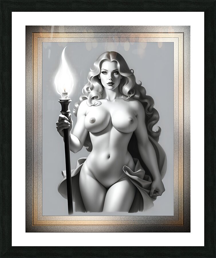 In The Glory Of The Light Captivating AI Concept Art Portrait by Xzendor7 Picture Frame print