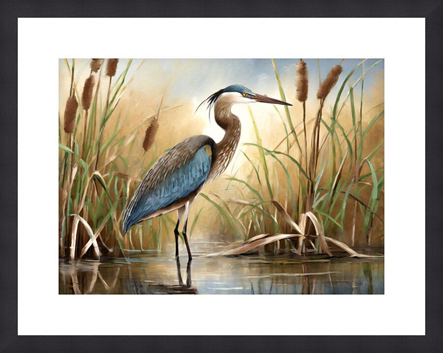 Heron in His Happy Place Impression et Cadre photo