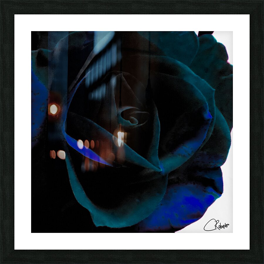 Abstract Dark Green Rose on a Monochrome Abstract Background Picture Frame print