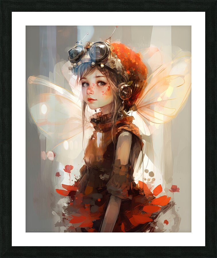 Red Steampunk Fairy - Not fitting is my super power Picture Frame print