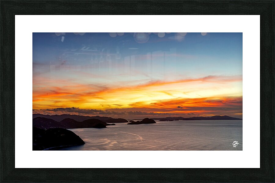 Sunset over the USVI   Orange  Framed Print Print