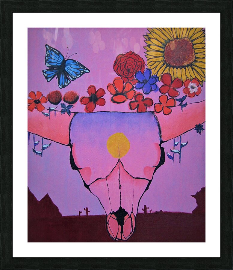 Abstract Pink Desert Skull Picture Frame print