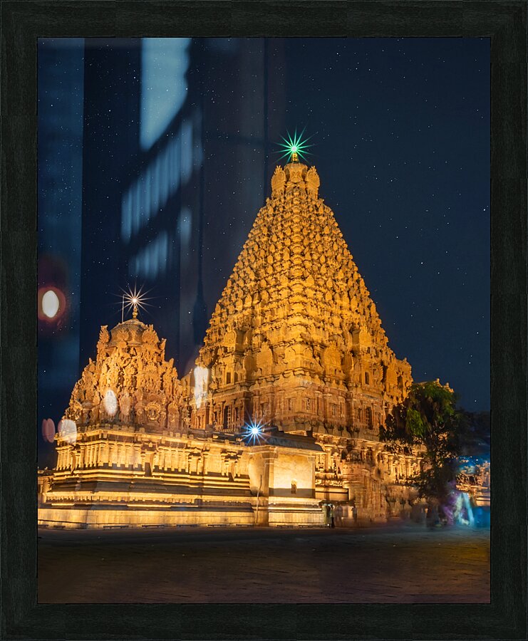 Thanjavur Brihadeeswarar Temple Night Capture  Temples of India Picture Frame print
