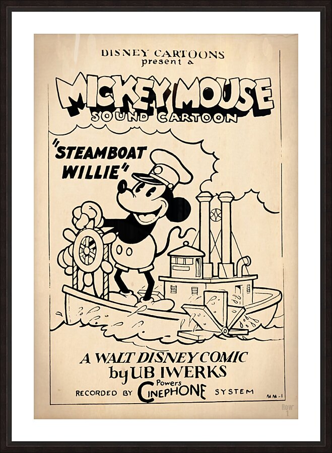1928 Mickey Mouse Steamboat Willie Movie Poster Picture Frame print