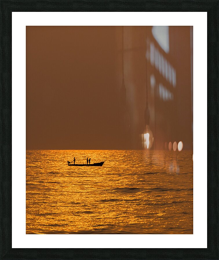 The Sun Melting into the oceans embrace | Silhouette | Sunrise  Picture Frame print