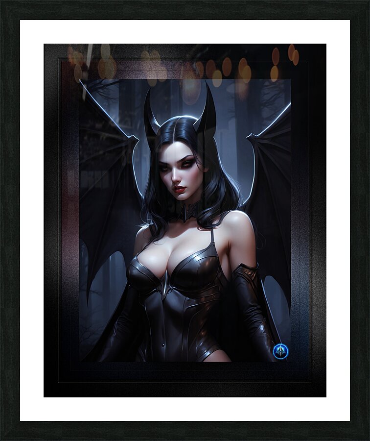 The Vampire Queen Illuminated By A Blue Moon Mesmerizing AI Concept Art by Xzendor7 Picture Frame print