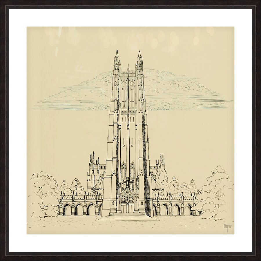 1950s Duke University Campus Art Picture Frame print