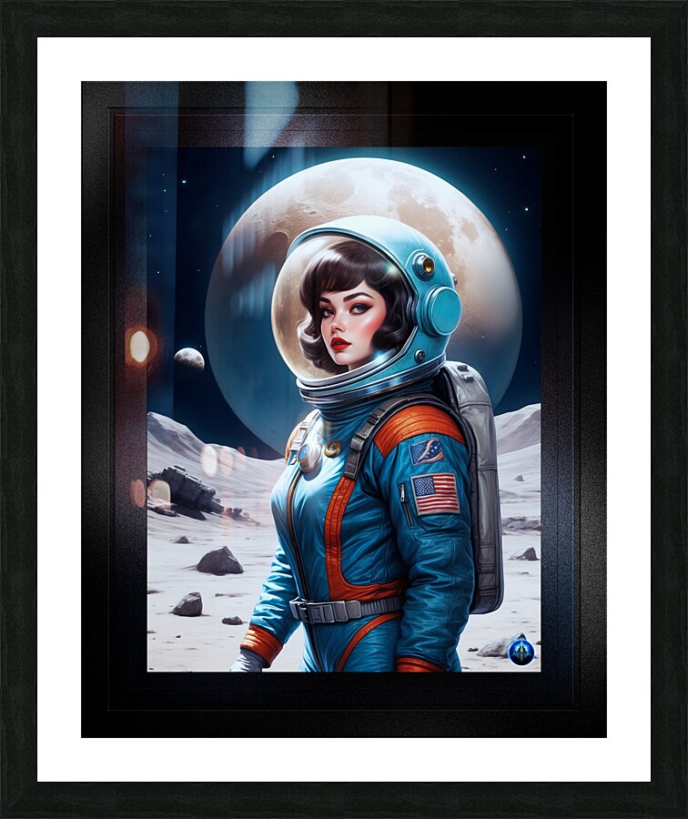 Exploring The Moons Surface Captivating AI Concept Art by Xzendor7 Picture Frame print