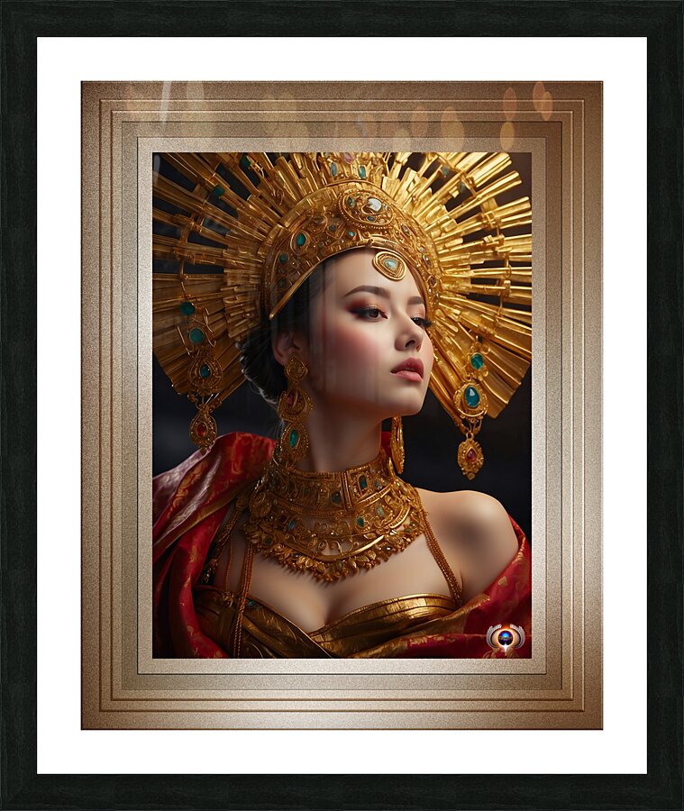 The Glamorous Golden Concubine Of Thelous Gorgeous AI Concept Art Portrait by Xzendor7 Picture Frame print