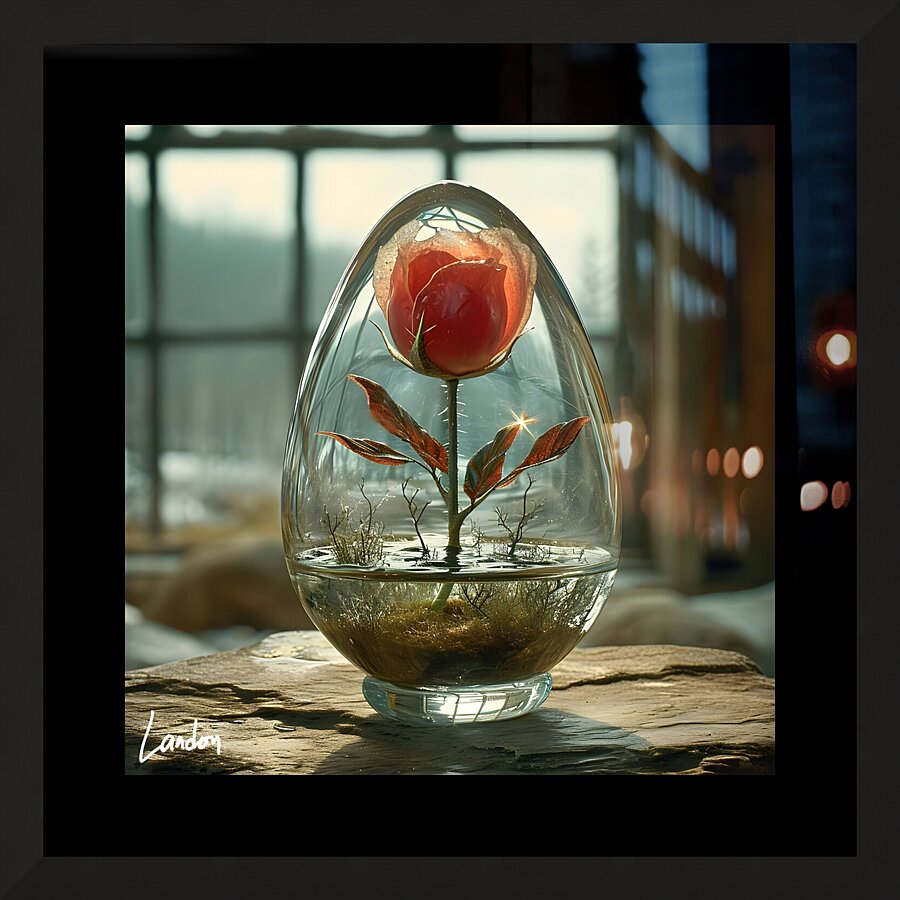 Rosey Glass Egg 4 Picture Frame print
