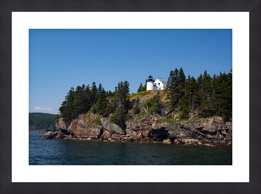 Bear Island Light Over Rocky Cliffs in Acadia National Park  Framed Print Print