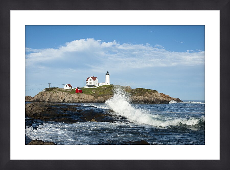 Wave Matches Cloud Formation by Nubble Cape Neddick Lighthouse in Maine  Framed Print Print