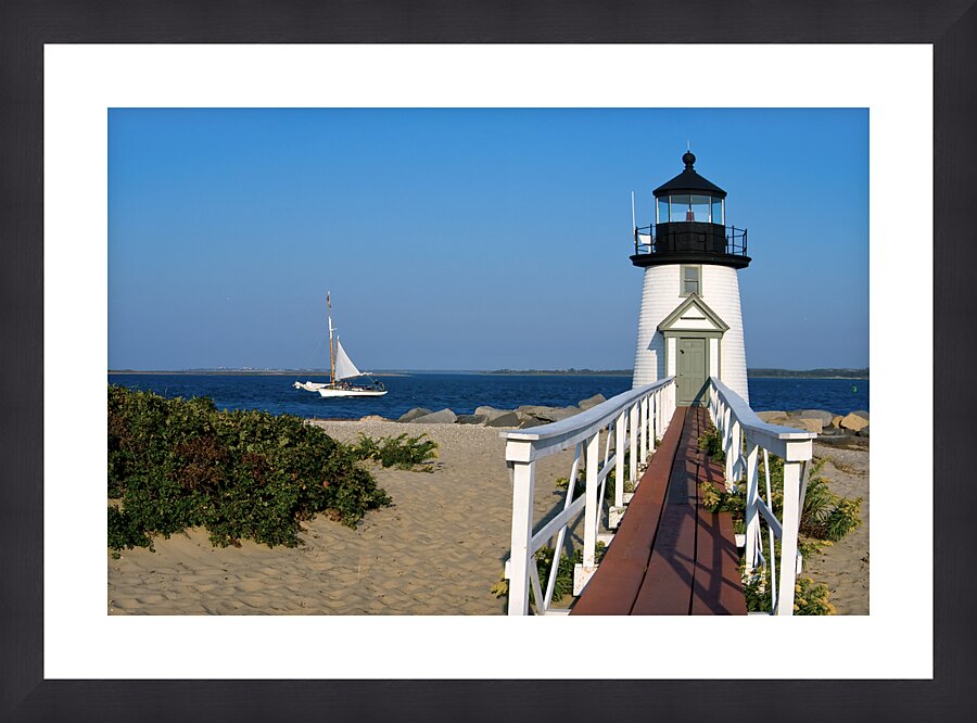 Brant Point Lighthouse Guides Mariners Into Nantucket Harbor in Massachusetts  Framed Print Print