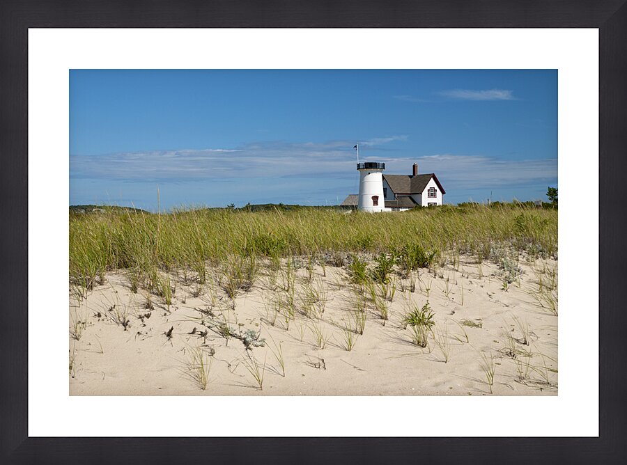 Stage Harbor Lighthouse on Beach Sand on Cape Cod in Massachusetts Picture Frame print