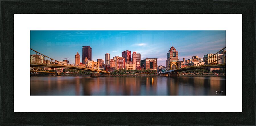 City of 3 Rivers - Modern Wall Art Pittsburgh City Skyline  Framed Print Print