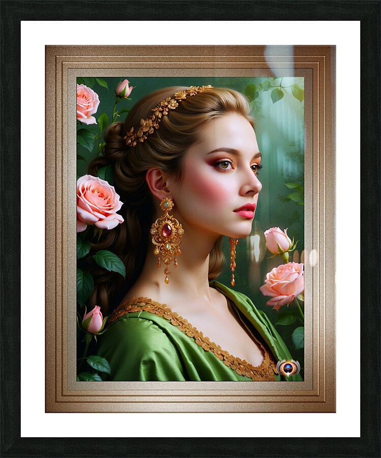 In The Garden Of The Pink Rose Captivating AI Concept Art by Xzendor7 Picture Frame print