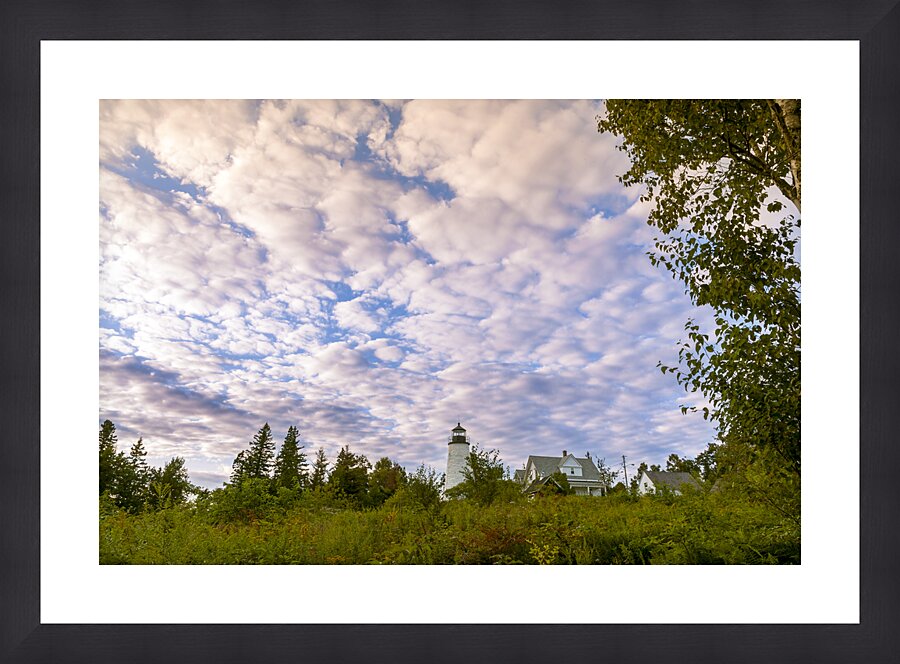 Dramatic Sunset Over Grounds of Dice Head Light in Maine Picture Frame print