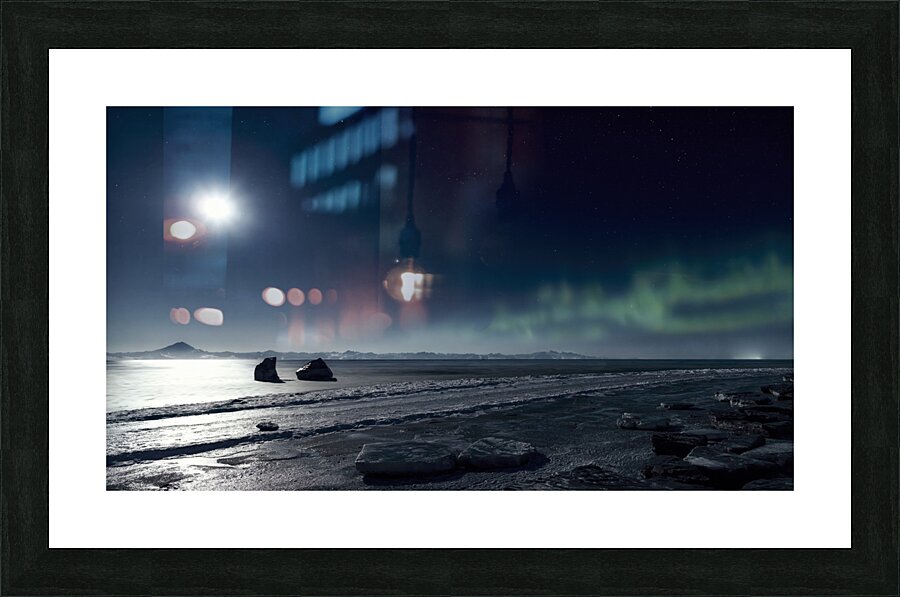 Mount Redoubt Aurora Moon Jupiter Picture Frame print