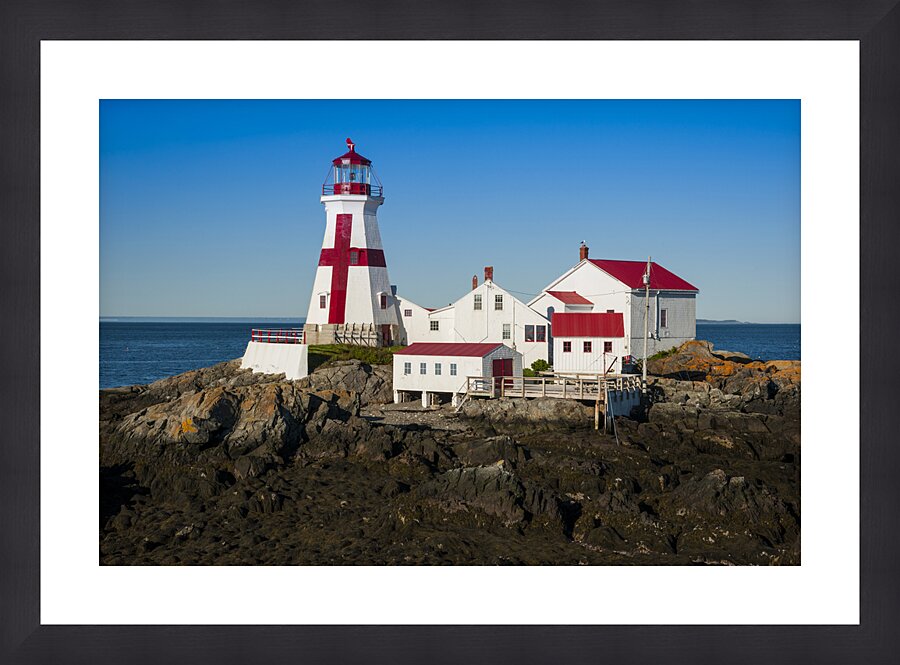 Head Harbor Lighthouse with Distintive Red Cross on Campobello Island in Canada  Framed Print Print