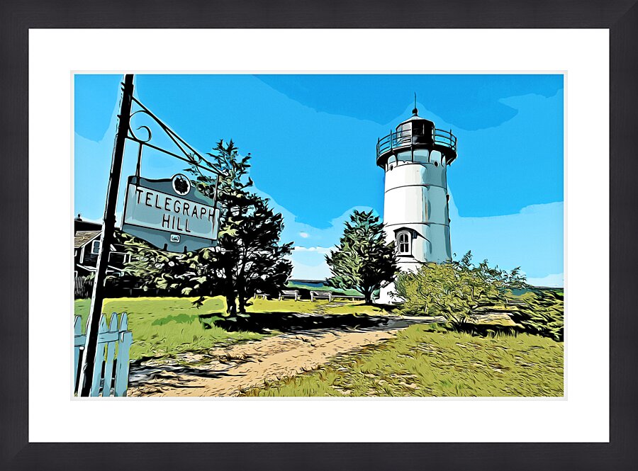 East Chop Lighthouse on Marthas Vineyard in Massachusetts - Illus. Picture Frame print