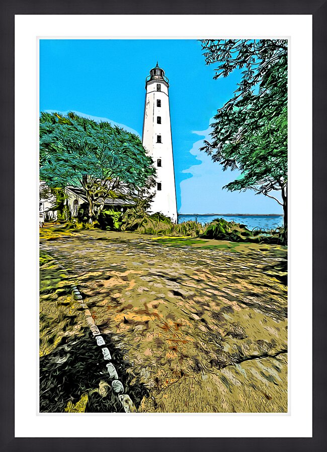Rustic London Harbor Lighthouse Tower in Connecticut - Illus. Picture Frame print