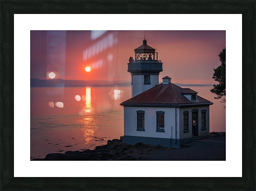 Sunset at Lime Kiln Lighthouse San Juan Island Picture Frame print