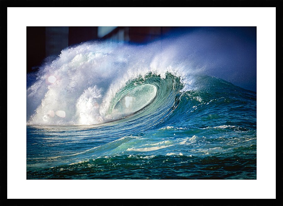The awe-inspiring beauty of the Waimea shorebreak. Picture Frame print
