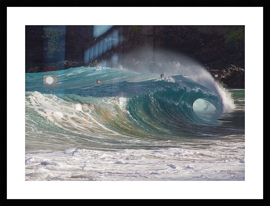 Riding the shorebreak wave at Makapuu Picture Frame print