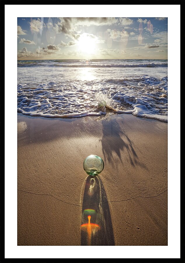 Glass Float on a Golden Sand Beach of Hawaii Picture Frame print