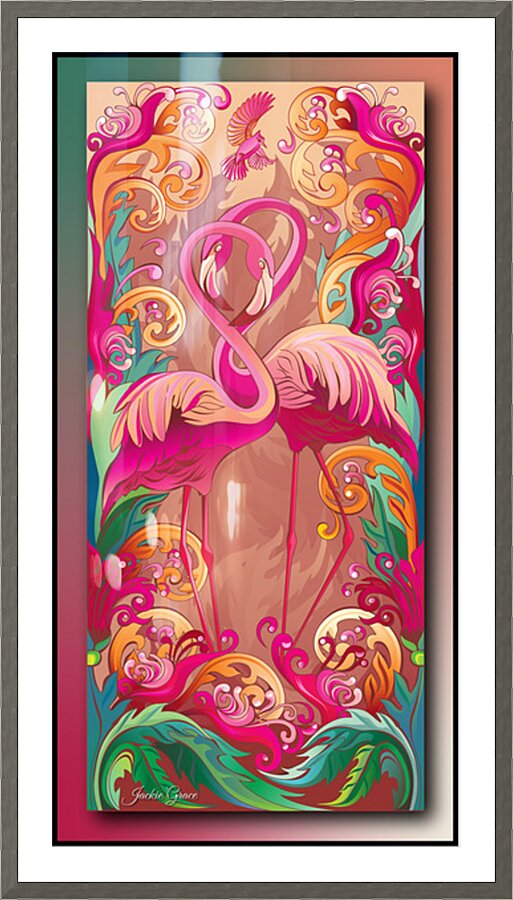 Flamingo PoP Art Picture Frame print